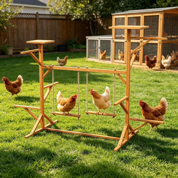 Large Chicken Roosting Bars with 2 Swings, Wooden Chicken Perch for Coop, Ideal for Backyard Coops & Farms, Fits 8-12 Chickens