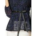thumbnail image 6 of DARING DIVA Self-Tie Waist Semi Sheer Peplum Top XL Dark Blue, 6 of 7