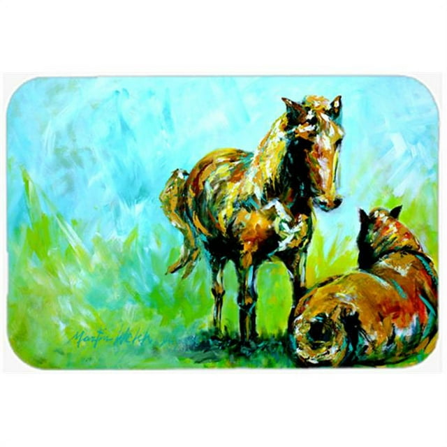 Carolines Treasures MW1126LCB Horse Grazin Glass Cutting Board - Large
