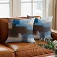 thumbnail image 3 of Throw Pillow Covers, Blue Brown Decorative Throw Pillow Covers 18x18 Inch, Ombre Abstract Street Art Mottled Texture Square Linen Pillow Cases for Couch/Living Room/Sofa, 3 of 9