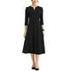 thumbnail image 1 of Vestido de trabajo para mujeres INSPIRE CHIC, corte A, mangas 3/4, vestido midi elegante, negro, 2XL, 1 of 5
