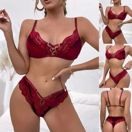 

Lingerie For Women Plus Size Women Mesh Perspective Lingerie Underwear Two-Pieces Set