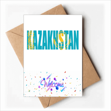 Kazakhstan Country Flag Name Welcome Back Greeting Cards Envelopes Blank