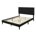 thumbnail image 4 of Home Design Evanston Full Tufted Upholstered Platform Bed with Slatted Wood and Foam-Padded Headboard, Black, Easy Assembly, 4 of 5