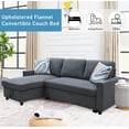 thumbnail image 2 of PonLiving 83" Reversible Sectional Sleeper Sofa with Storage Chaise Dark Grey Flannelette - Convertible L-Shaped Couch with Pull Out Bed, 2 of 5