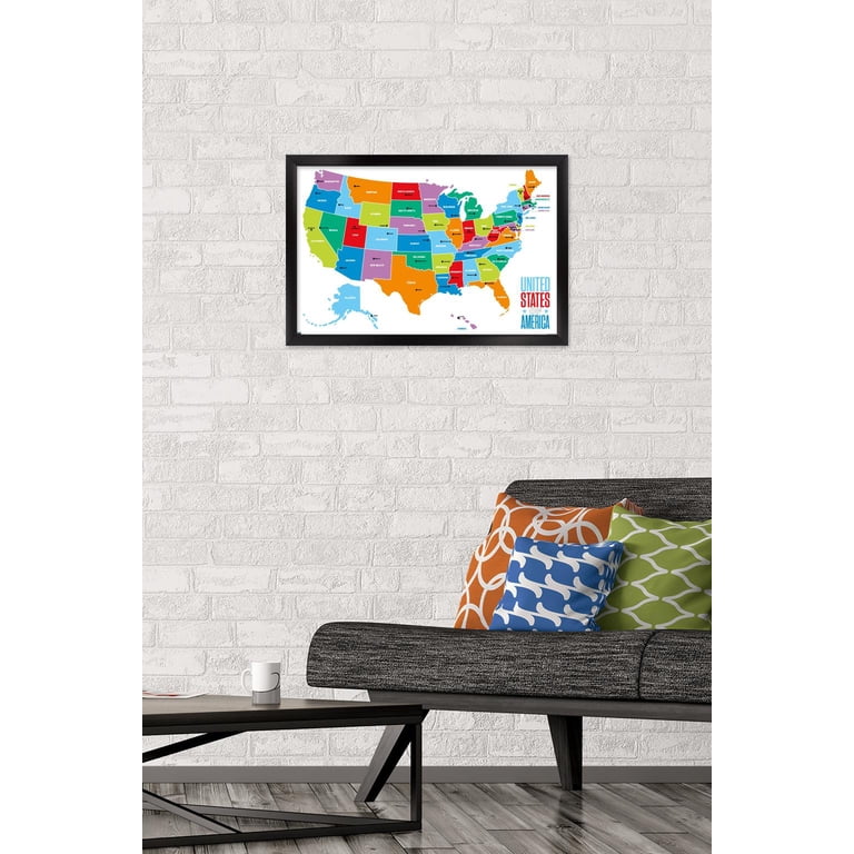 Cyber Security USA Map Digital Map With Cities In Detail Map Posters For Wall Map Art Wall Decor Country Illustration Technology American Flag Cool Wall Decor Art Print Poster 36x24