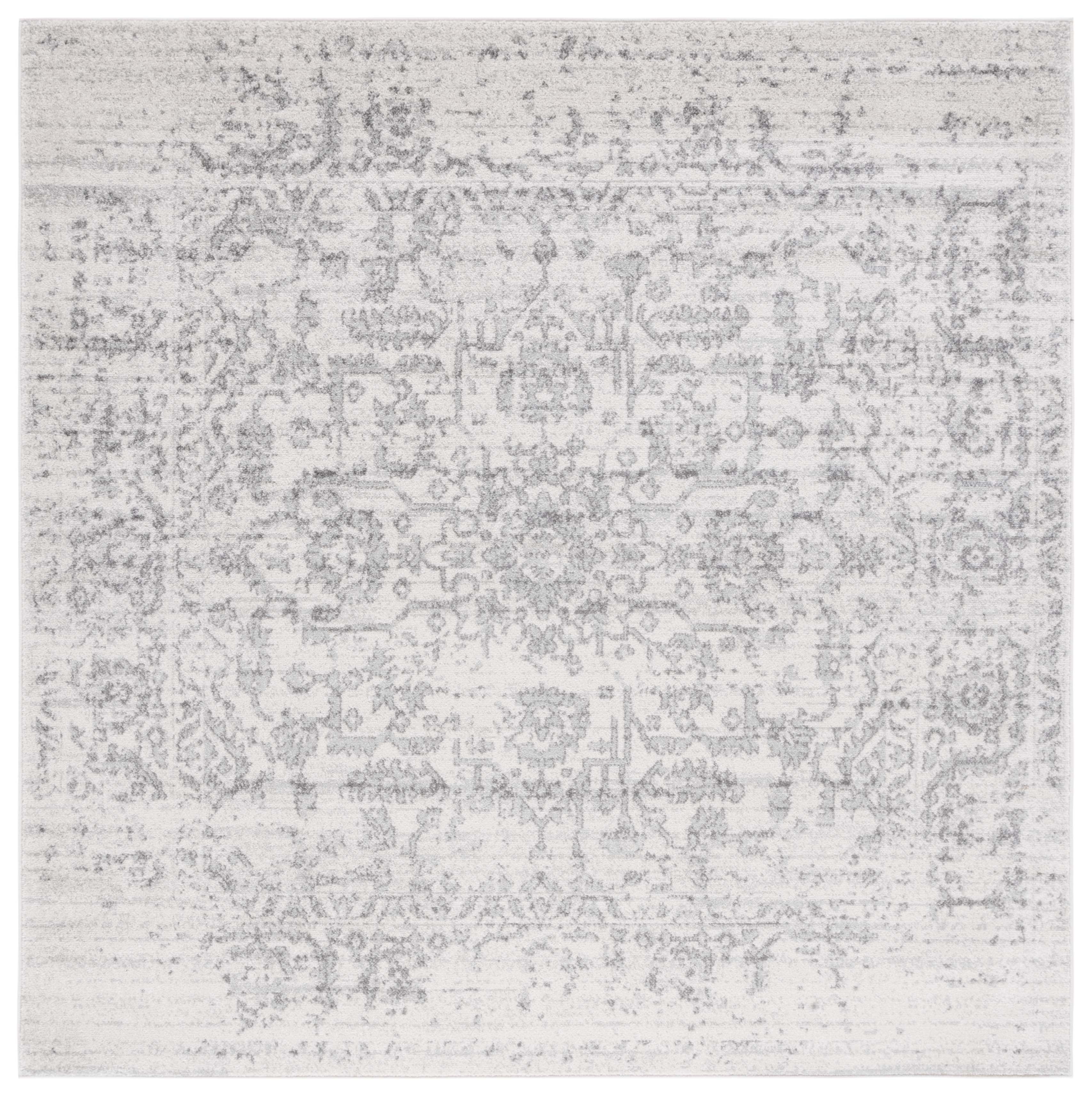 SAFAVIEH Madison Katina Traditional Area Rug, Silver/Ivory, 9' x 9' Square - Large - Traditional Design, Silver & Ivory, Non-Shedding & Easy Cleaning, Ideal for Living Room, Bedroom, Dining Space