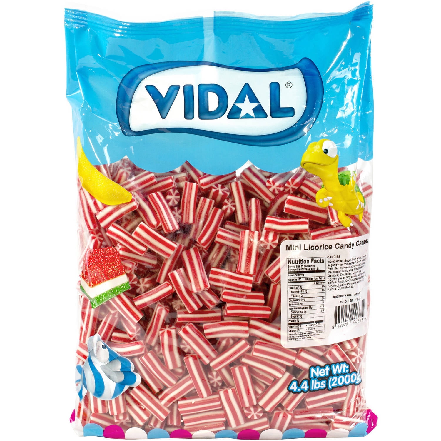 Vidal Mini Licorice Candy Cane Gummies, 4.4 lbs