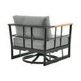 thumbnail image 5 of Shari Outdoor Patio Swivel Glider Lounge Chair in Black Aluminum and Teak Wood with Cushions, 5 of 9