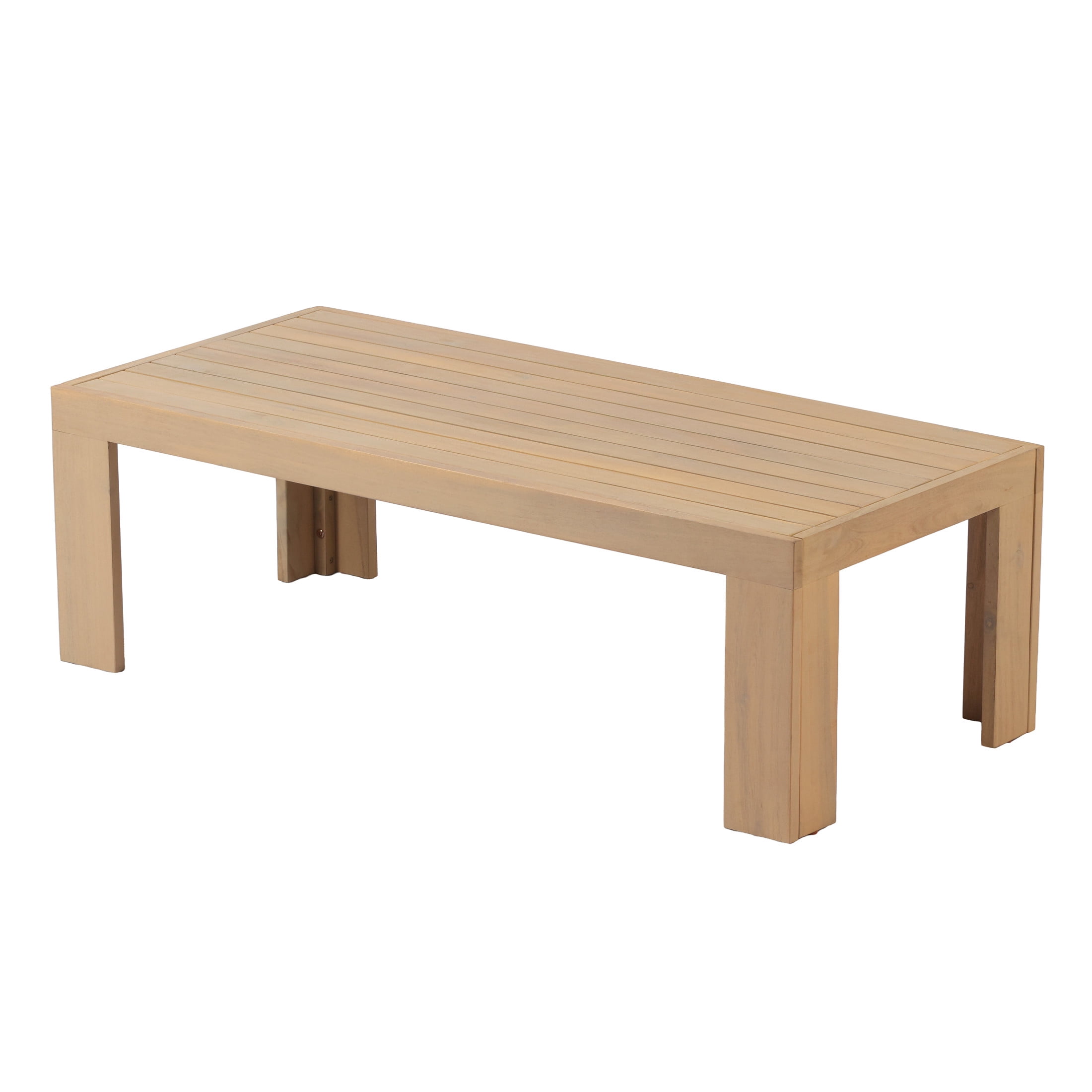 Christopher Knight Home 47" Outdoor Acacia Wood Rectangular Coffee Table with Slatted Top, Light Teak