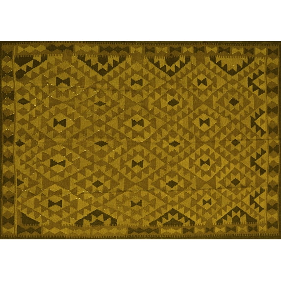 Ahgly Company Machine Washable Indoor Rectangle Southwestern Yellow Country Area Rugs, 2' x 3'