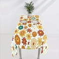 thumbnail image 6 of 70''S Retro Floral Tablecloth, Boho Abstract Yellow Orange Flowers Groovy Table Cover for Country Farmhouse Kitchen Dining Room Party Picnic Table Decor 60x102inch, 6 of 6