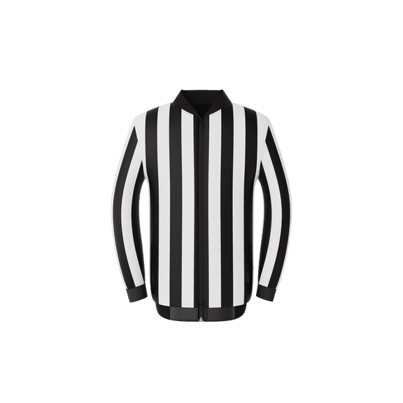 Great Call Athletics | Reversible 2" Stripe Football Lacrosse Referee Jacket Zipper Nylon Shell Water Wind Resistant Official | All Black Side | Large