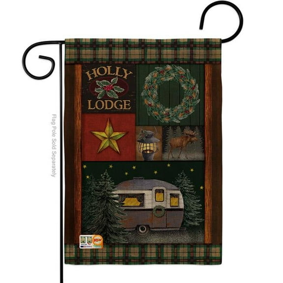 Breeze Decor BD-WT-G-114143-IP-DB-D-US17-AM 13 x 18.5 in. Holly Lodge Burlap Winter Wonderland Impressions Decorative Vertical Double Sided Garden Flag