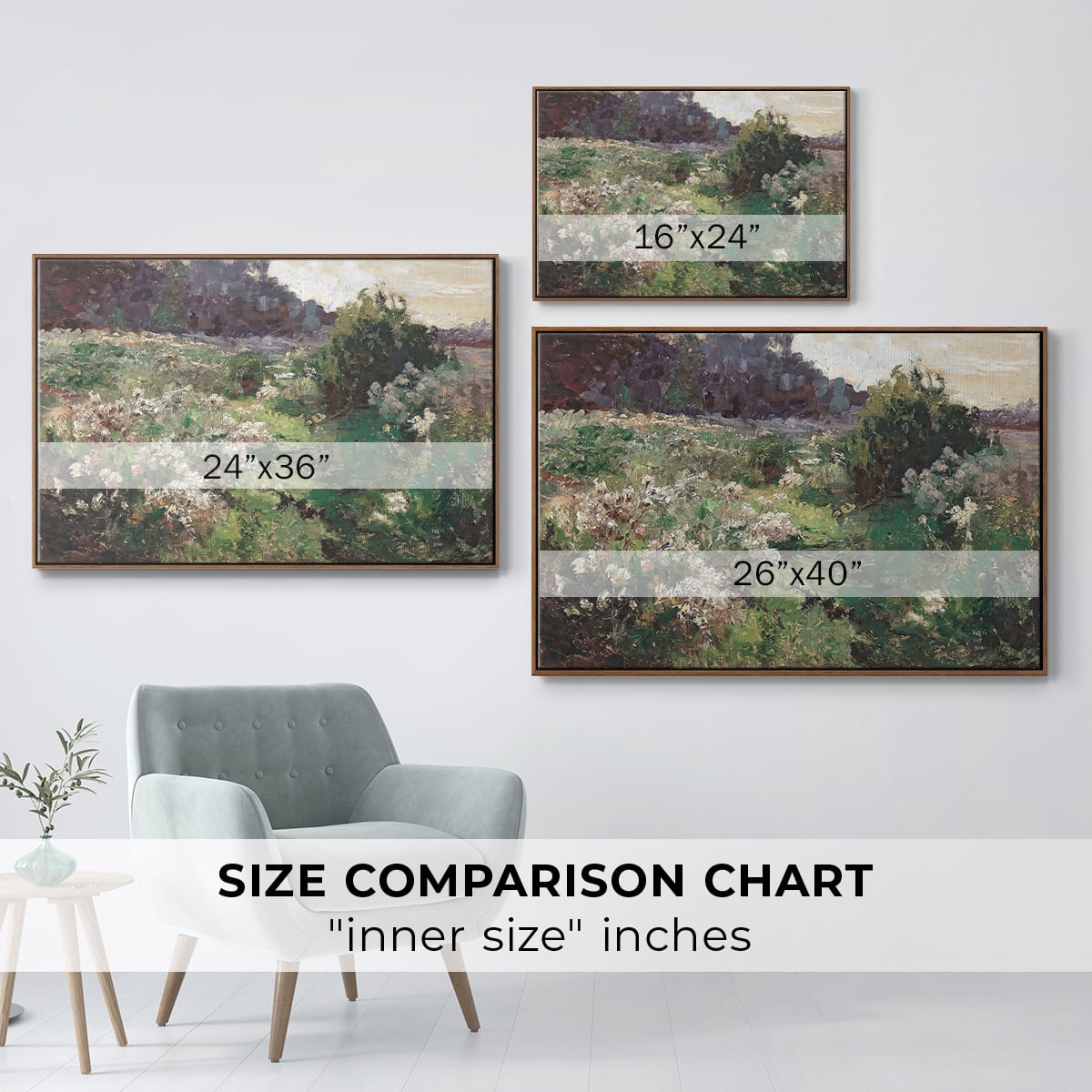 Vintage Landscape-CCXL By Wexford Home Framed in Walnut Wood Gallery Wrapped Canvas 17 in. x 25 in.