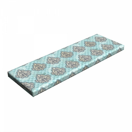 

Victorian Bench Pad Rococo Style Design Tiles Romantic Diamond Swirls HR Foam Cushion with Decorative Fabric Cover 45 x 15 x 2 Pale Blue Ivory by Ambesonne