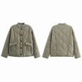 thumbnail image 3 of Women'S Lightweights Quilted Jacket Casual Button Down Puffer Outerwear Leopard Lined Coats with Pockets Gray-Green L, 3 of 9