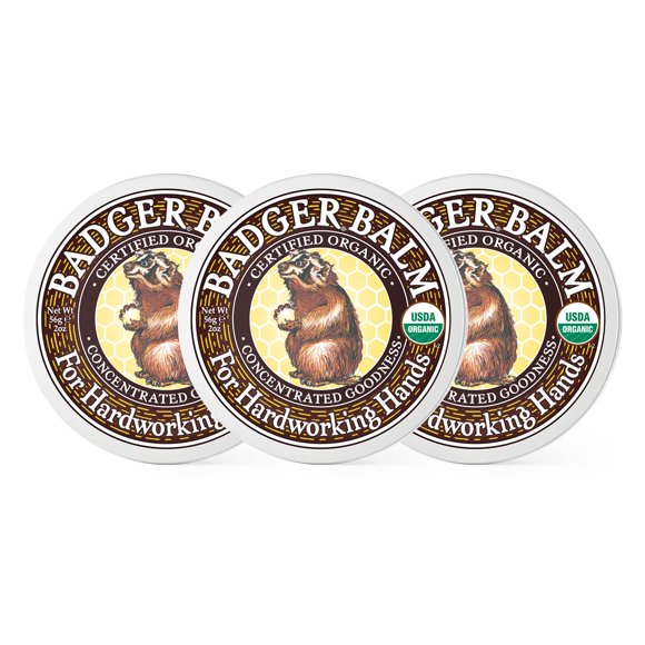 Badger - Bálsamo curativo para manos trabajadoras, aloe vera y gaulteria, bálsamo para manos secas, humectante para manos orgánico, 2 oz (paquete de 3)