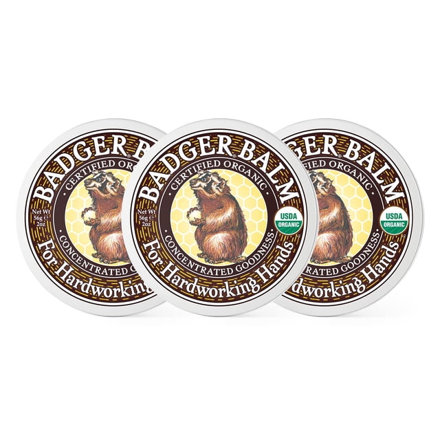 Badger - Bálsamo curativo para manos trabajadoras, aloe vera y gaulteria, bálsamo para manos secas, humectante para manos orgánico, 2 oz (paquete de 3)