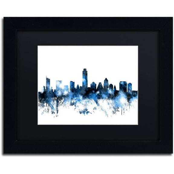 Trademark Fine Art 'Austin Texas Skyline II' Canvas Art by Michael Tompsett, Black Matte, Black Frame
