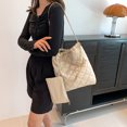 thumbnail image 4 of Bolso Hombro Cosido Ropa Algodón Bolso Gran Capacidad Tote #6832 (Caqui), 4 of 9