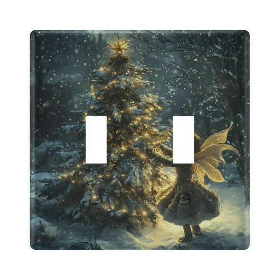 2 Gang Light Switch Cover Plate Fairy and Glow Christmas Tree Wall Plate Decorate Electrical Outlet Cover Plates 4.56”x4.48”