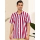 thumbnail image 2 of INSPIRE CHIC Camisa a rayas para hombre, manga corta, color block, con botones, playera de playa rojo XL, 2 of 6