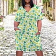 thumbnail image 2 of Green Leaf Pattern Seamless Design Women's Summer Short Sleeve Casual Dresses Party Dress, 2 of 5