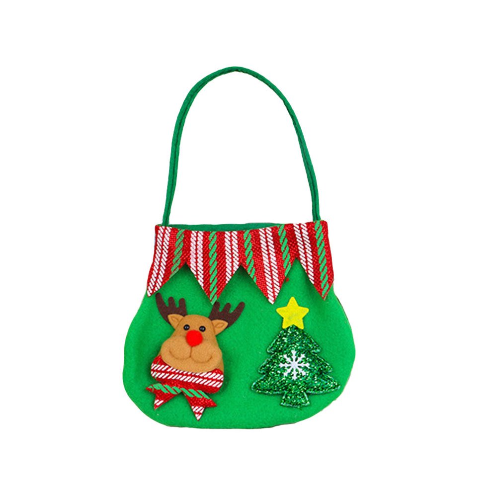 Homemaxs Wavy Edge Fabric Christmas Candy Bags Cute Reindeer T Treat