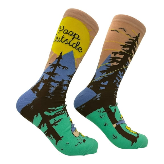 Poop Outside Socks Funny Sarcastic Camping Graphic Novelty Footwear for Men
