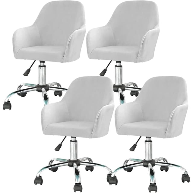 N/A Velvet Swivel Armrest Curved Back, Home Office Desk Chair Covers, Stretch Wingback Dining Chair Cover Protector, for Vanity Living Room,N,4pack