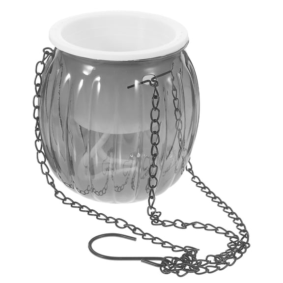 WRITWAA 10.5 Inch Grey Self-Watering Hanging Plant Pot with Chain, Plastic Planter for Indoor and Outdoor Garden Plants