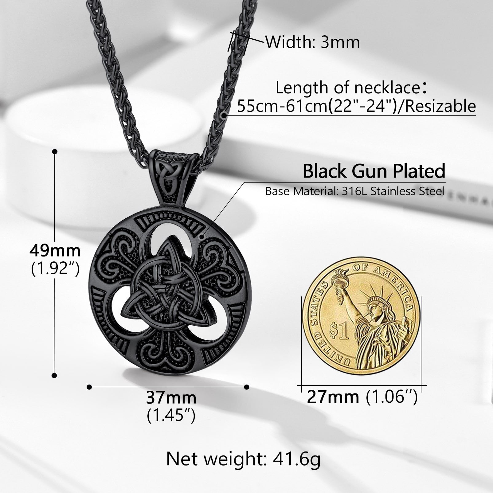 Druid Code Celtic Knots Silver and Gold Pendant Necklace