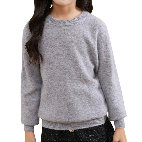 Generic Kids Wool Sweater Pullover Boys Girls Crew Neck Casual Solid Top Daily Loose Long Sleeve Knitted Sweaters