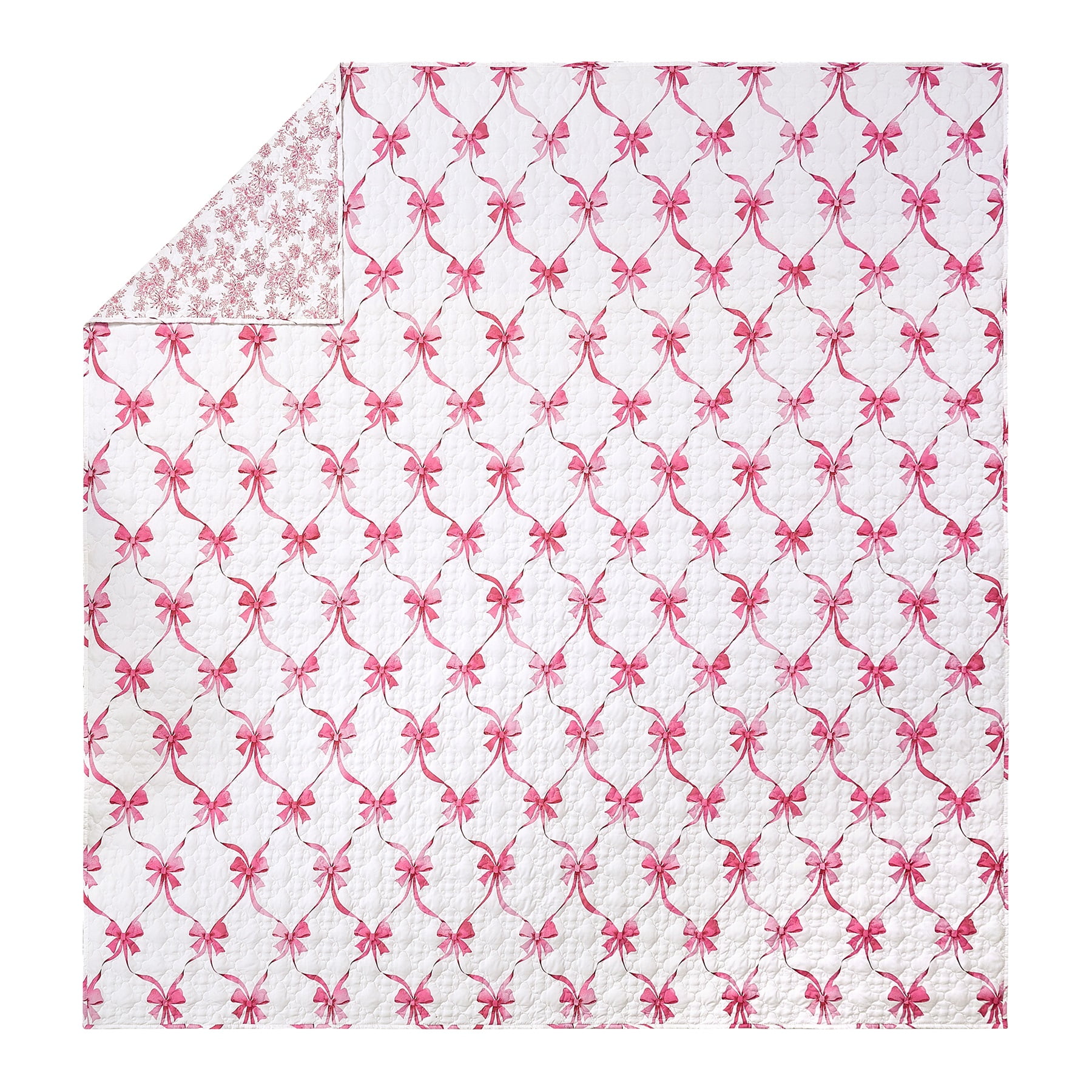Modern Heirloom Abigail Bow Pink 2-Piece Quilt Set, Twin, All Ages