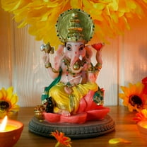 Hindu Murti Lord Ganesha Statue – 6.8”H Polystone Indian God Ganesh Ganpati Idol for Home Office Temple Mandir Altar Pooja Item Birthday Diwali Housewarming Gifts for Indian People