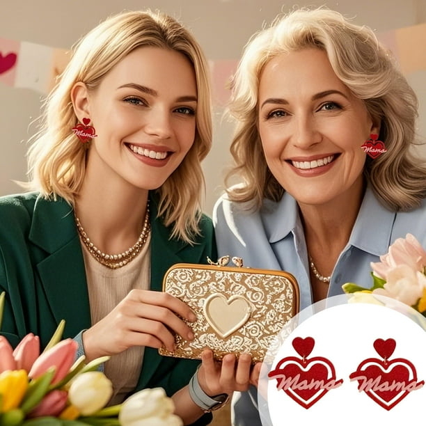 Fiudx Pendientes de Corazón Rojo, Elegantes Joyas Acrílicas para Mamá, Diseño Ligero y Cómodo, Aspecto Divertido y Adorable, Regalo de Cumpleaños para El Día de La Madre, Perfectos para Ocasiones Esp