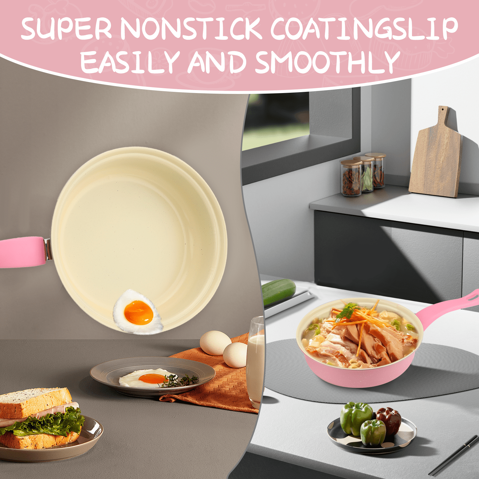 13 Piece Cookware Set, Kitchen Nonstick Pots and Pans Set with Glass Lid for Cooking, Induction & Dishwasher