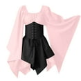 thumbnail image 3 of SEAOPEN Women's Medieval Renaissance Dress Fairy Elf Irish Victorian Gothic Dresses Halloween Costume Lace Up Corset Dress Pink,S, 3 of 4