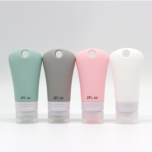 Botella de viaje de silicona colgante vacía portátil de gran capacidad para cosméticos con agujeros
