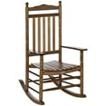 thumbnail image 2 of Outsunny Traditional Wooden High-Back Rocking Chair for Porch, Indoor/Outdoor, Brown, 2 of 9