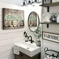 thumbnail image 5 of Farmhouse Daisy Bathroom Decor Wall Art Rustic Floral Pictures Wall Decor Vintage Country Flower Canvas Print Painting Framed Artwork For Bathroom Bedroom Living Room 12"x16", 5 of 6