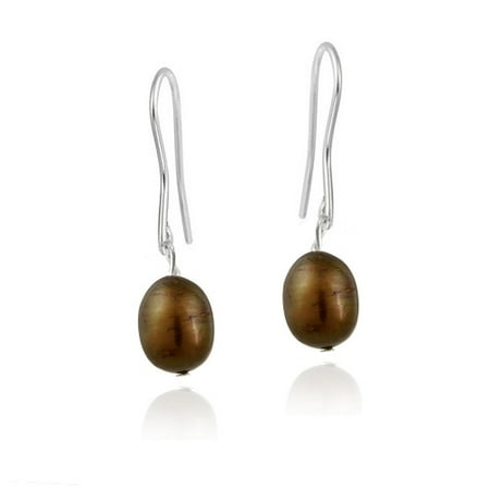 Baroque Freshwater Pearl Earrings - Stainless Steel Baroque Freshwater Cultured Chocolate Pearl Dangle Earrings