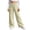 Beige, variant on Girls Cotton Linen Capri Pants Summer Drawstring Wide Leg Pants with Pockets Holiday Boho Beach Palazzo Pants for Kid Boys
