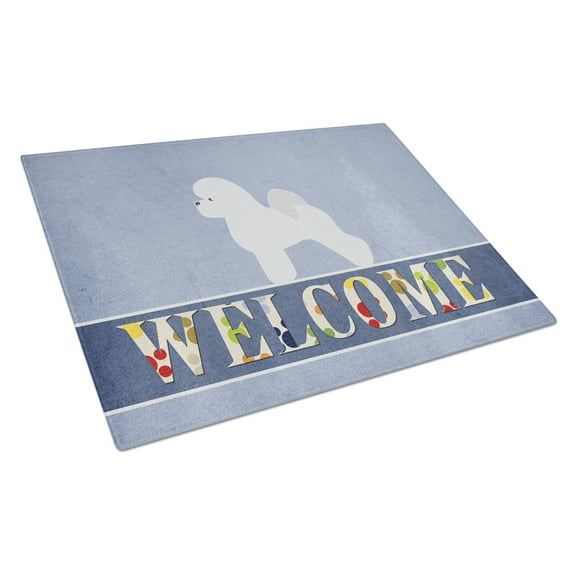 Caroline's Treasures Bichon Frise Welcome Glass Cutting Board Large