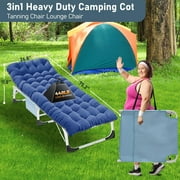 Slsy 3in1 Sun Tanning Chair with Mattress, Heavy Duty Summer Lounger Chair with Face Arm Hole, Adjustable, Removable Pillow & Carry Handle, Sunbathing Chair for Patio, Poolside, Lawn, Beach