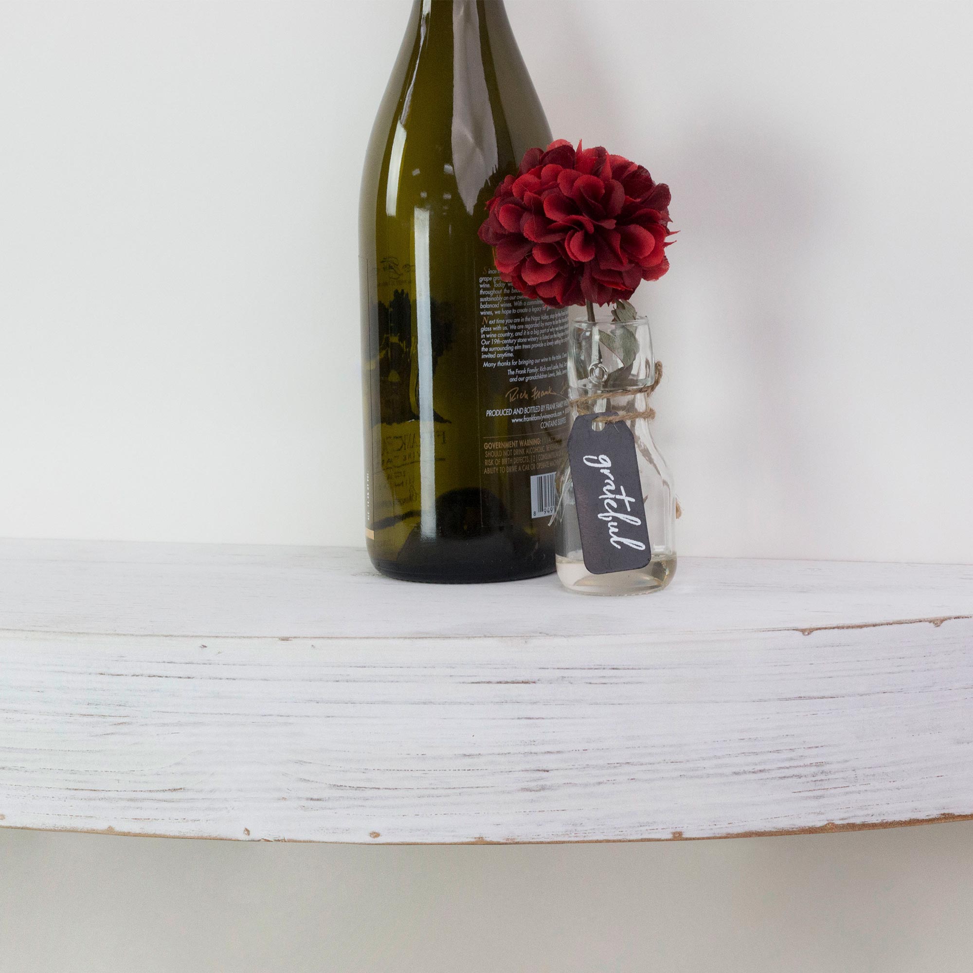 American Art Decor Small Rustic Round Oval Wood Decorative Floating Wall Mounted Shelf - White - 28" L x 3" H x 8" D