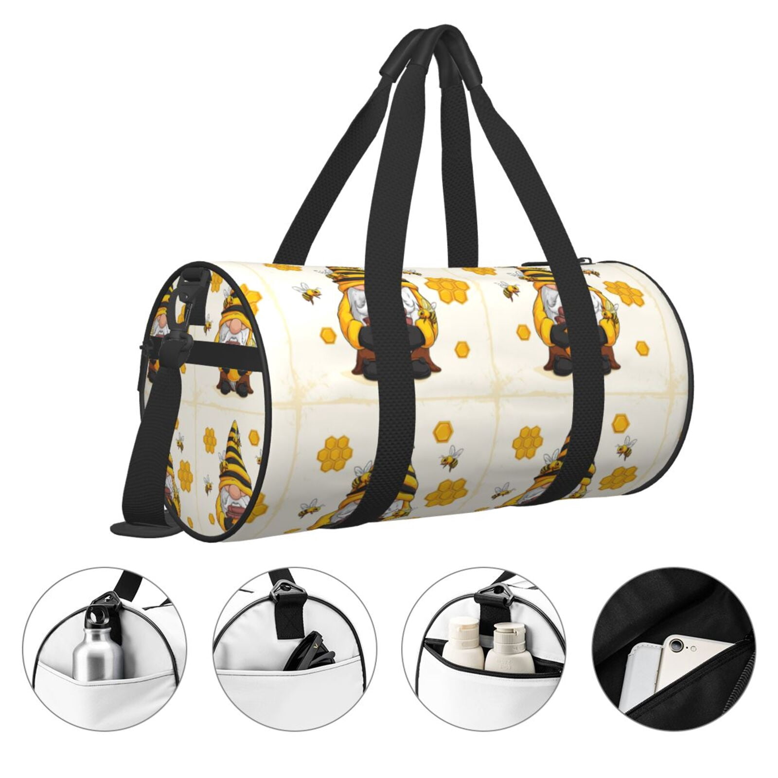 Vsdgher Beekeeper Gnome Holding A Glass 45L Foldable Duffel Bag, Sports Gym Bag,Overnight Bag, Portable Weekender Bag for Airplanes