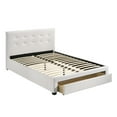 thumbnail image 4 of GZXS Queen Size Upholstered Platform Bed with Storage Drawer, Button Tufed Headboard, White, 4 of 5