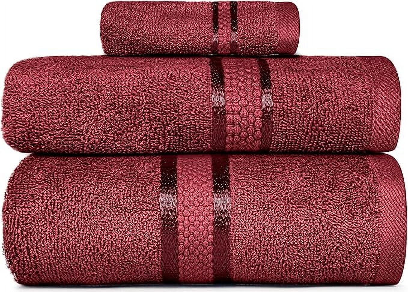 Dewall Maisons Burgundy 18-Piece Plush Cotton Towel Set, Ultra-Absorbent & Soft- Perfect for Modern Bathrooms - Includes 4 Bath Towels, 6 Hand Towels, 8 Washcloths – for Body, Face & Hands